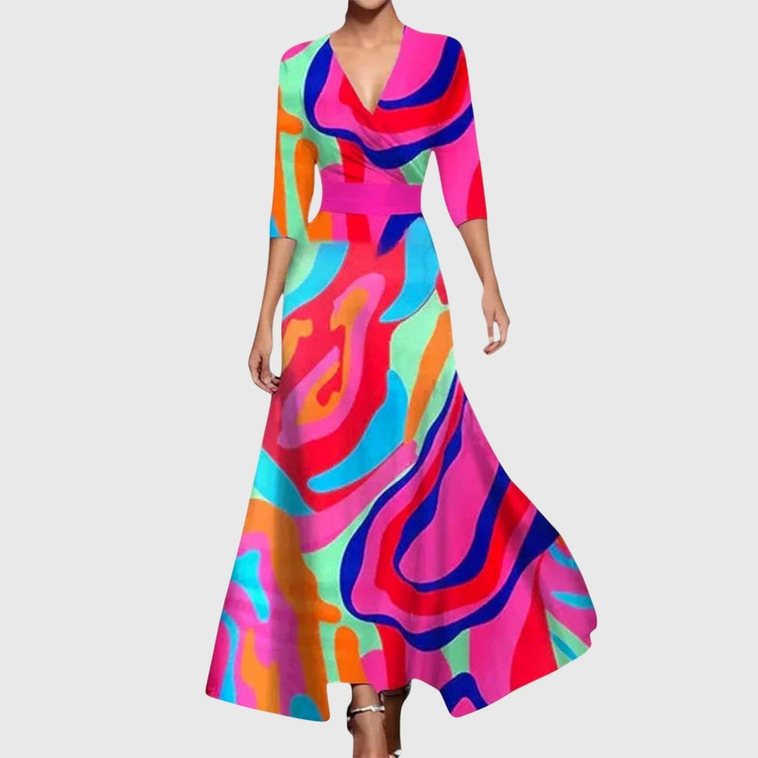 Nora | Kleid mit langen Ärmeln im floralen Wickel-Maxi-Stil