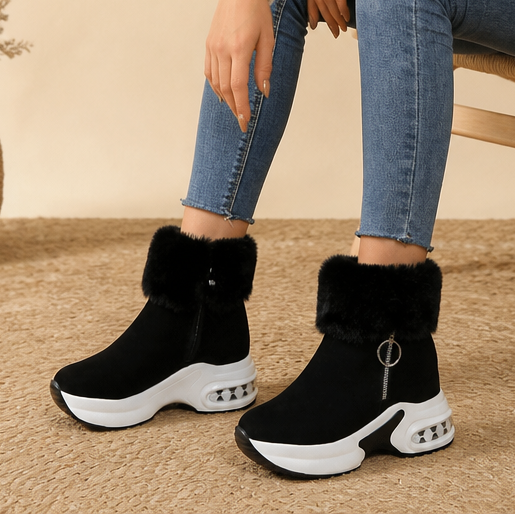 Veluna | Chunky Ankle Boots – Gemütlicher Stil mit Kunstfellkante