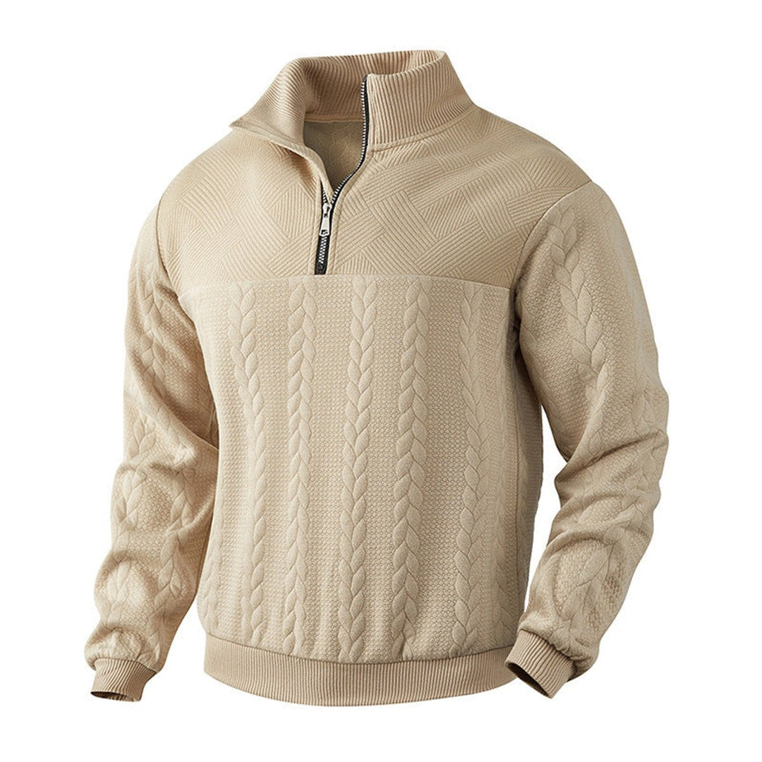Julian | Klassischer Herren Zopfstrickpullover Mit Quarter-Zip