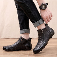 Maximilian | Markanter Und Warm Gefütterter Herren Chelsea-Stiefel Mit Krokodilprägung