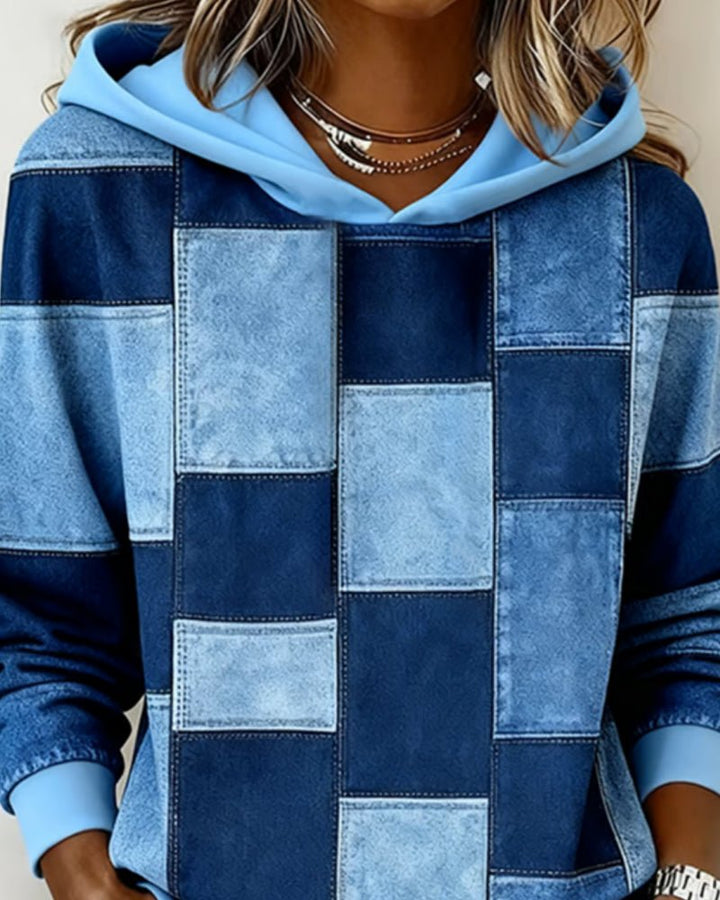 Denim | Langarm-Karierten Hoodie für lässige Styles