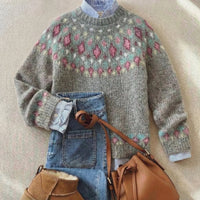 Kathrin | Skandinavischer Damen-Strickpullover Mit Nordic-Muster