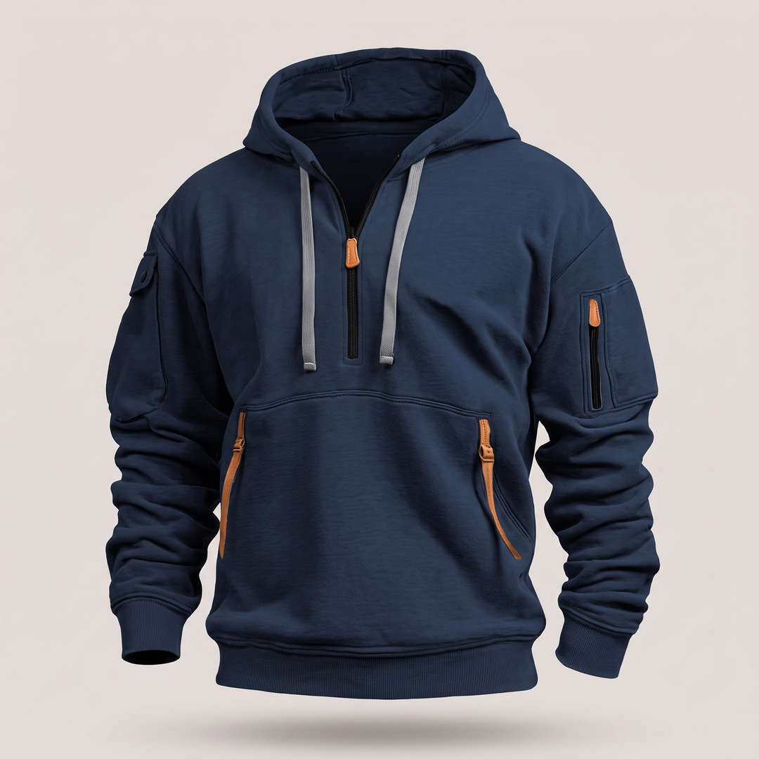 Zeno | Utility Hoodie – Praktischer Half-Zip Stil für Männer