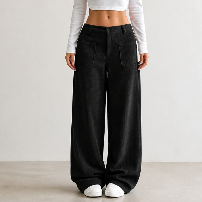 Cordelle | High-Waisted Wide-Leg Trousers – Bequeme Stretch-Cordhose für Frauen