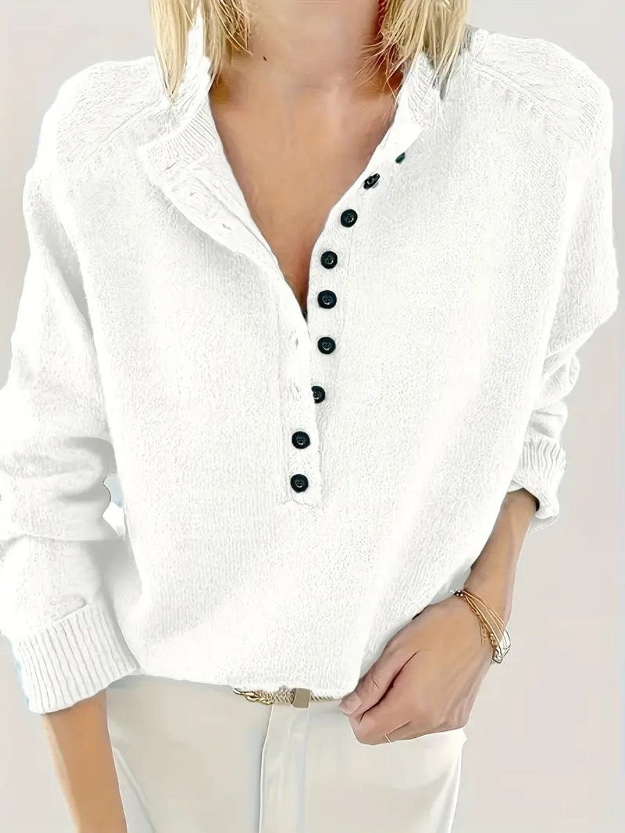 Marlene | Knitted Sweater – Stylish V-Neck Design for Women