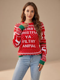 Mia | Festive Christmas sweater with reindeer and snowflake pattern