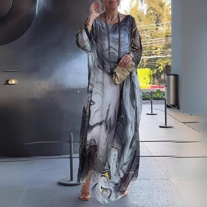 Lena | Elegantes Langarm-Maxikleid mit fließender Silhouette