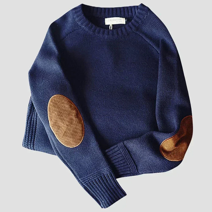 Lukas | Klassischer Herren Strickpullover Mit Ellbogen-Patches