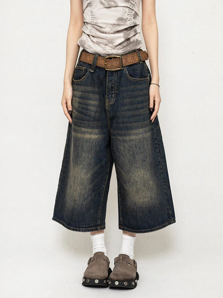 Mia | Retro Denim Culotte Weite Hose Für Einen Markanten Streetwear-Look