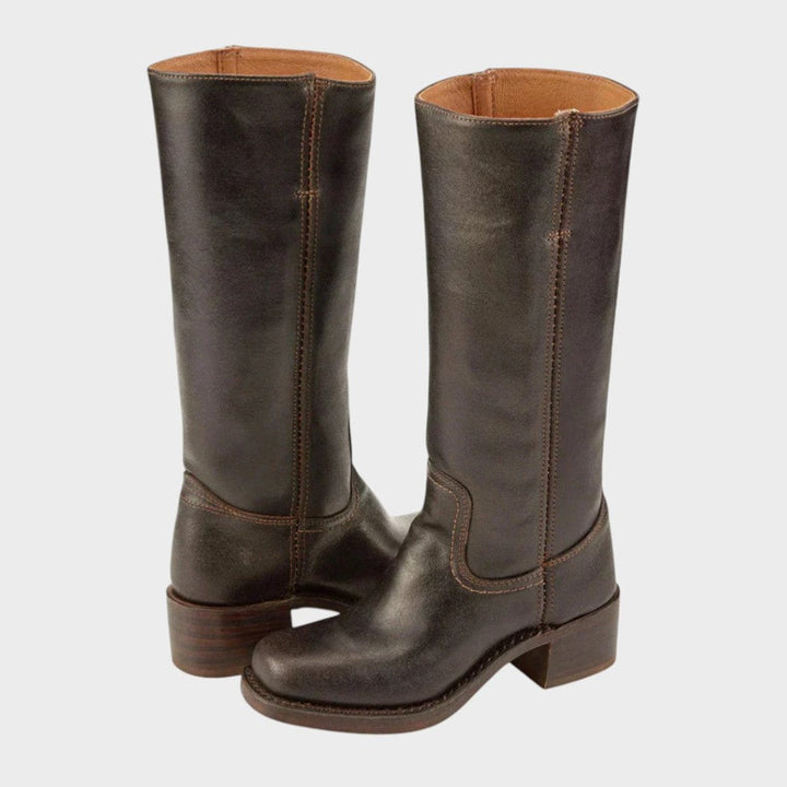 Sienna | Elegante kniehohe Lederstiefel mit Western-Details