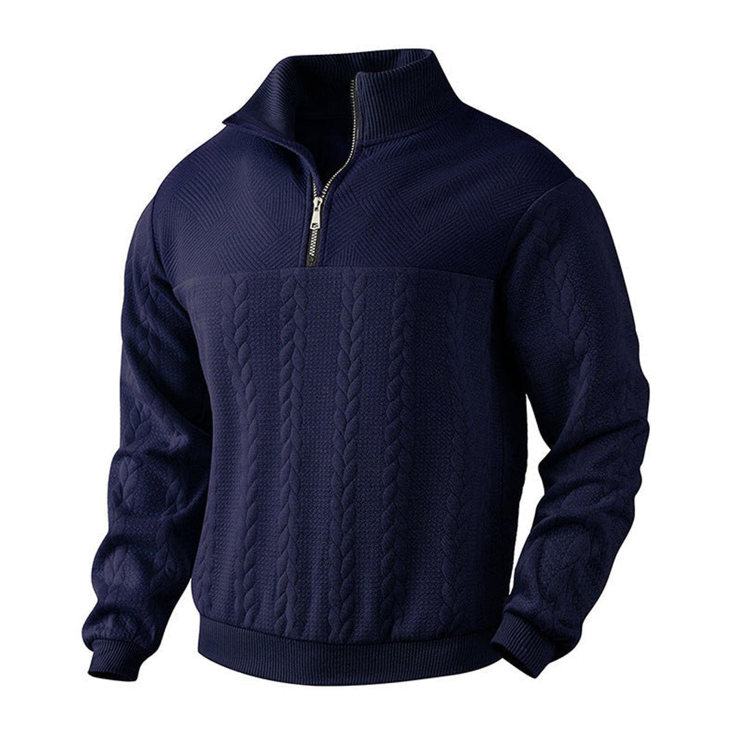 Julian | Klassischer Herren Zopfstrickpullover Mit Quarter-Zip