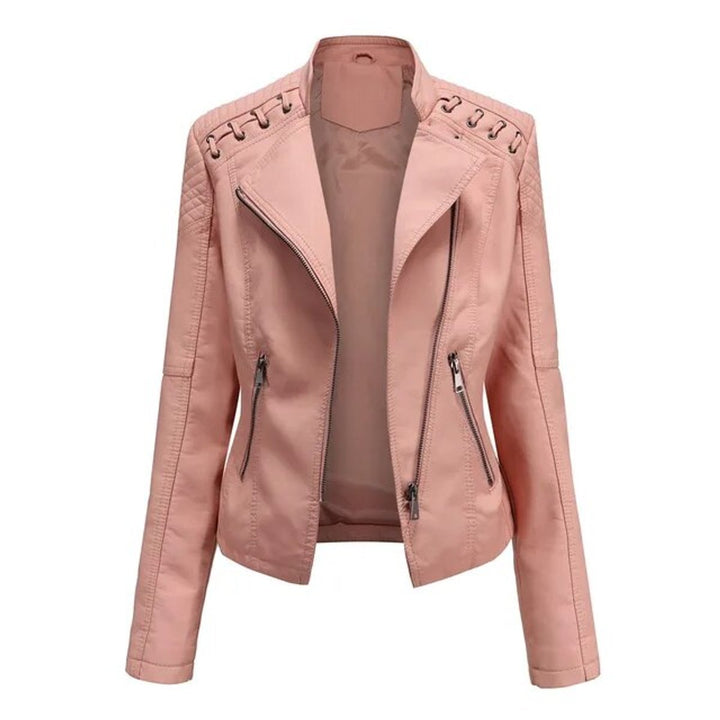 Mila | Biker-Style Zip-Up Faux Leather Jacket for Women