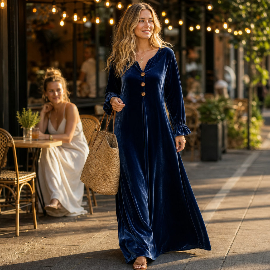 Veloura | Ruffled Sleeve Maxi Dress – Elegantes Design für Frauen