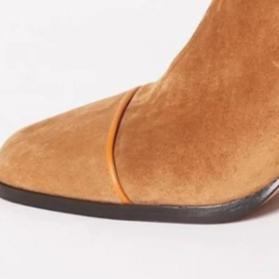 Elizabeth | Auffällige Veloursleder-Stiefeletten mit Leopardenakzent