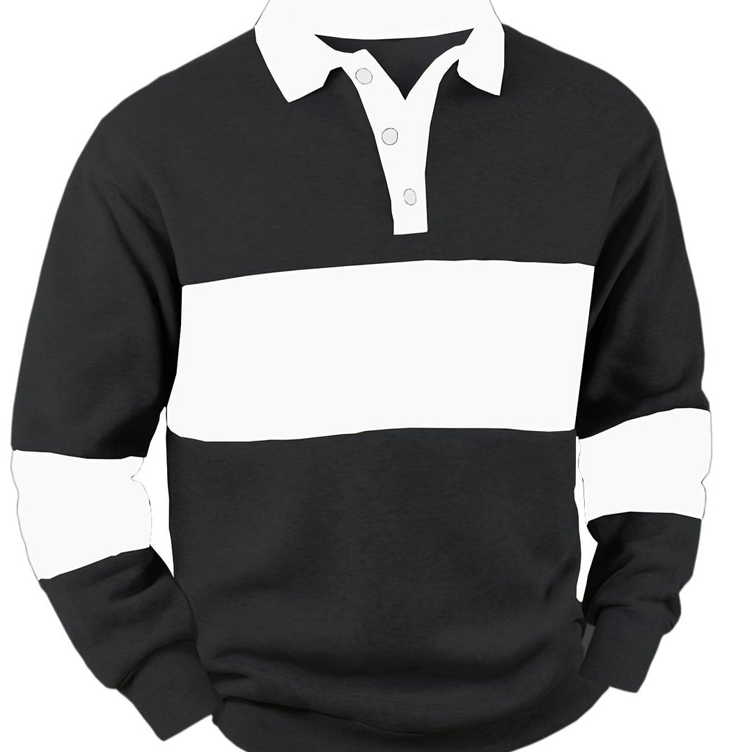 Grayson | Colour-Block Langarm Polo-Shirt