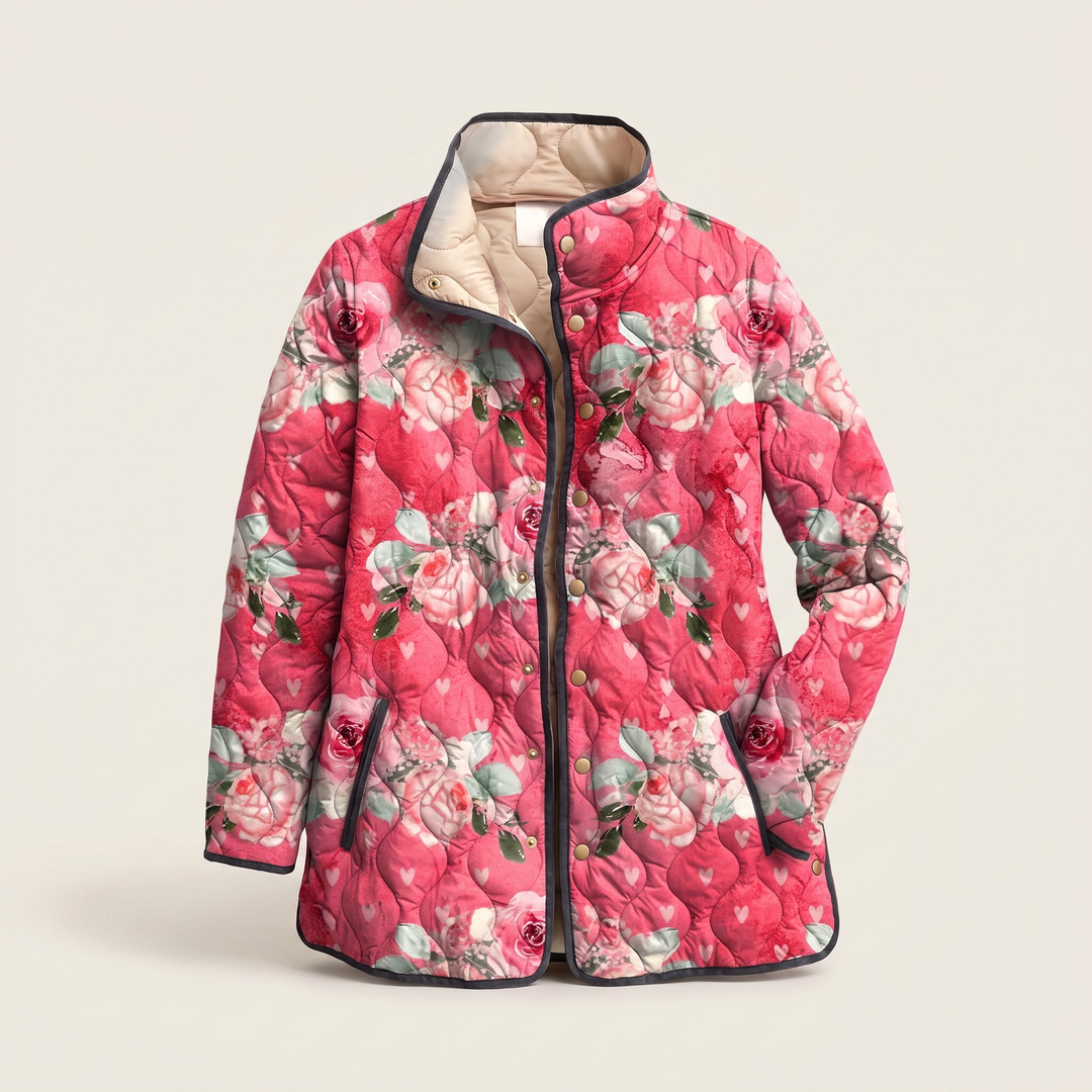 Mira | Quilted Jacket – Elegante Blumenmuster für Frauen