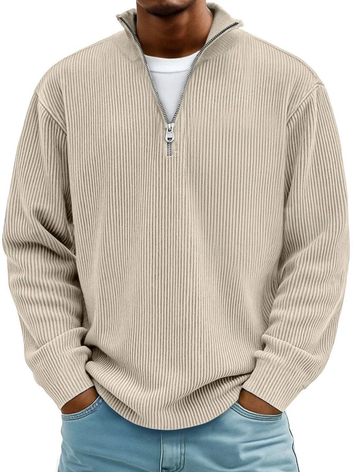 Tobias | Stilvoller Herren Rippstrickpullover Mit Quarter-Zip