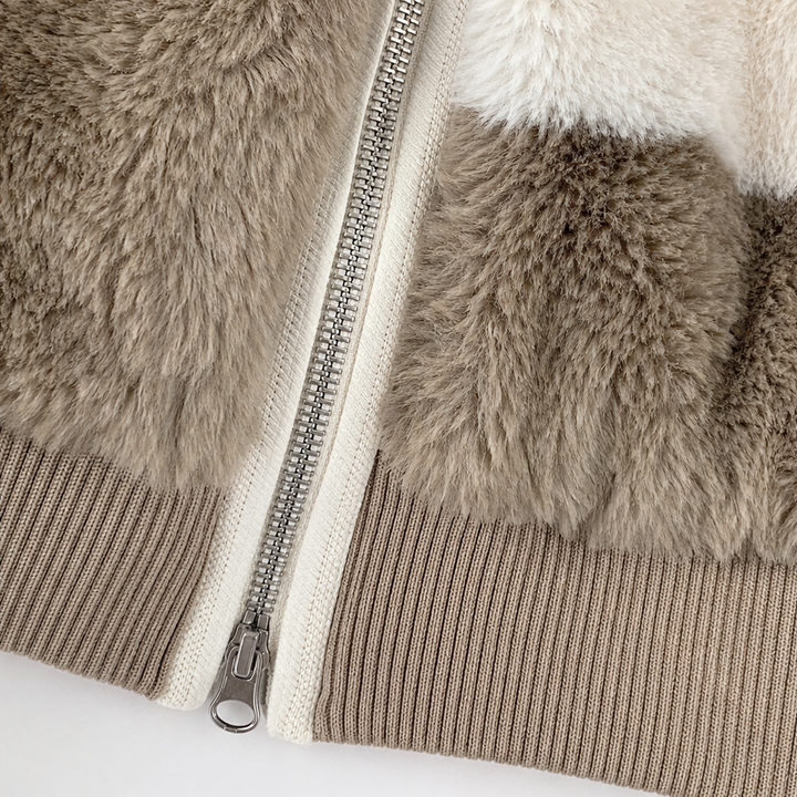 Furvella | Oversized Faux Fur Coat – Color-Block Design