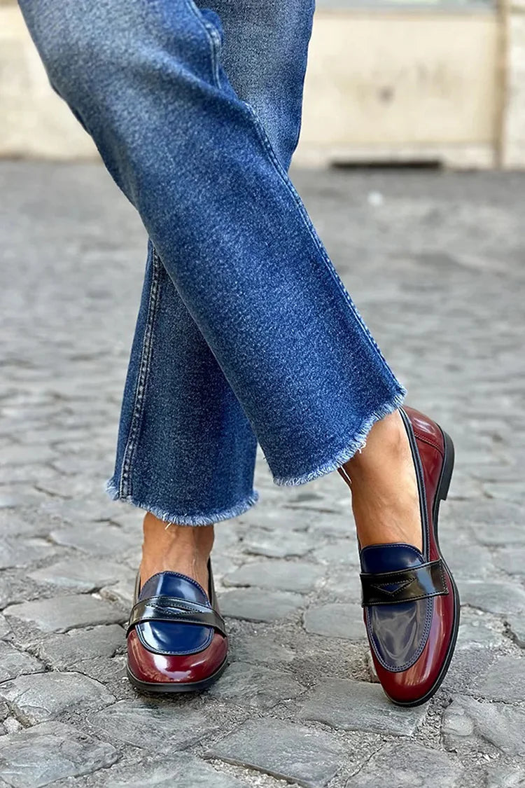 Margaret | Glänzende Damen-Loafer im eleganten Dreifarb-Design