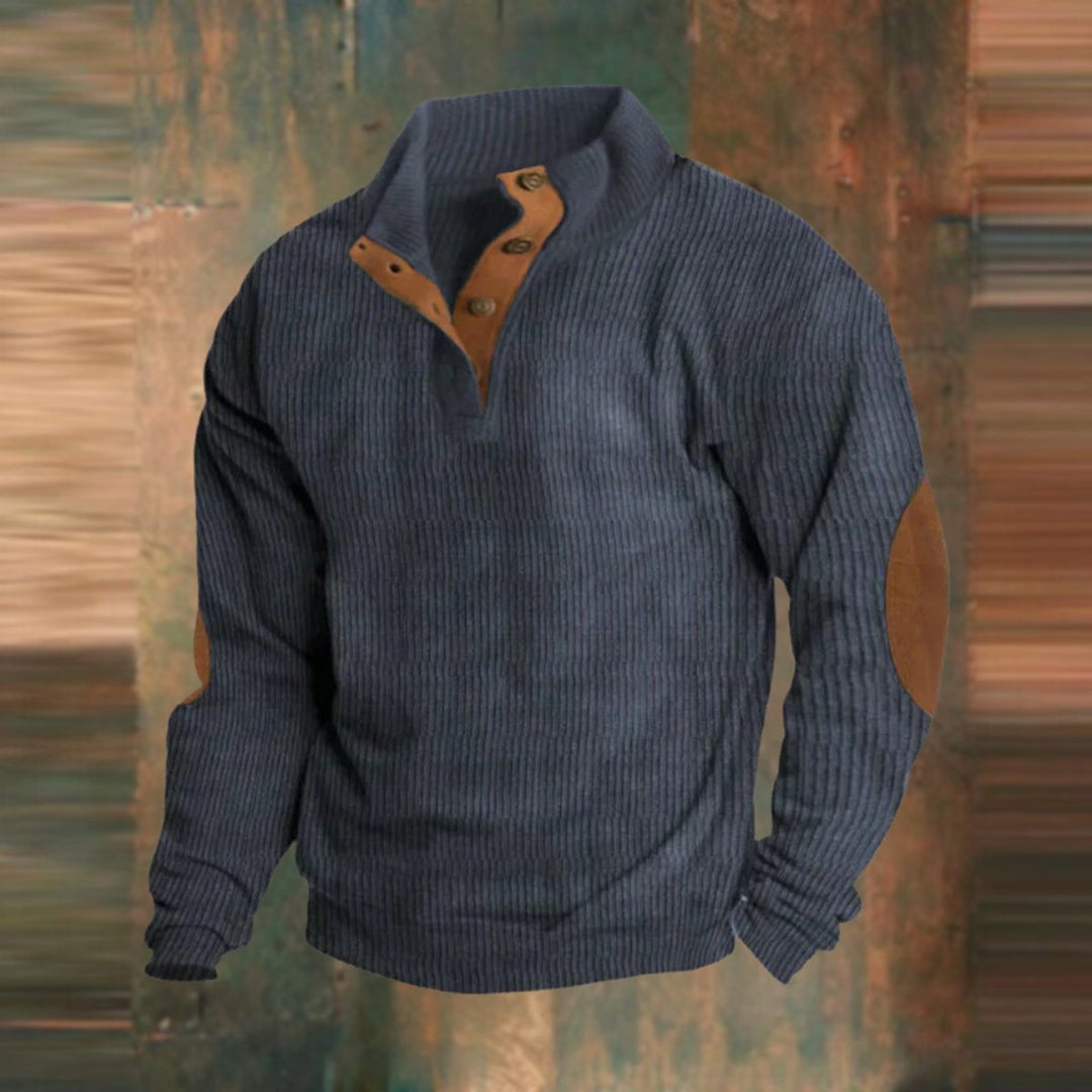 Ryan | Klassischer Herren Retro Rippstrickpullover Mit Ellbogen-Patches