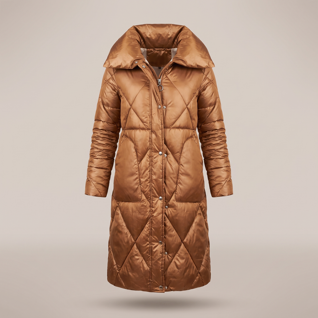 Liora | Longline Quilted Winter Coat – Elegant Hooded Shape für Frauen