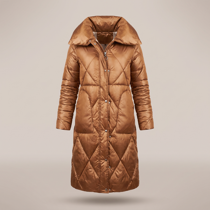 Liora | Longline Quilted Winter Coat – Elegant Hooded Shape für Frauen