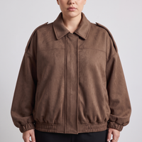 Mila | Elegant Cropped Suede Bomber Jacket with Collar