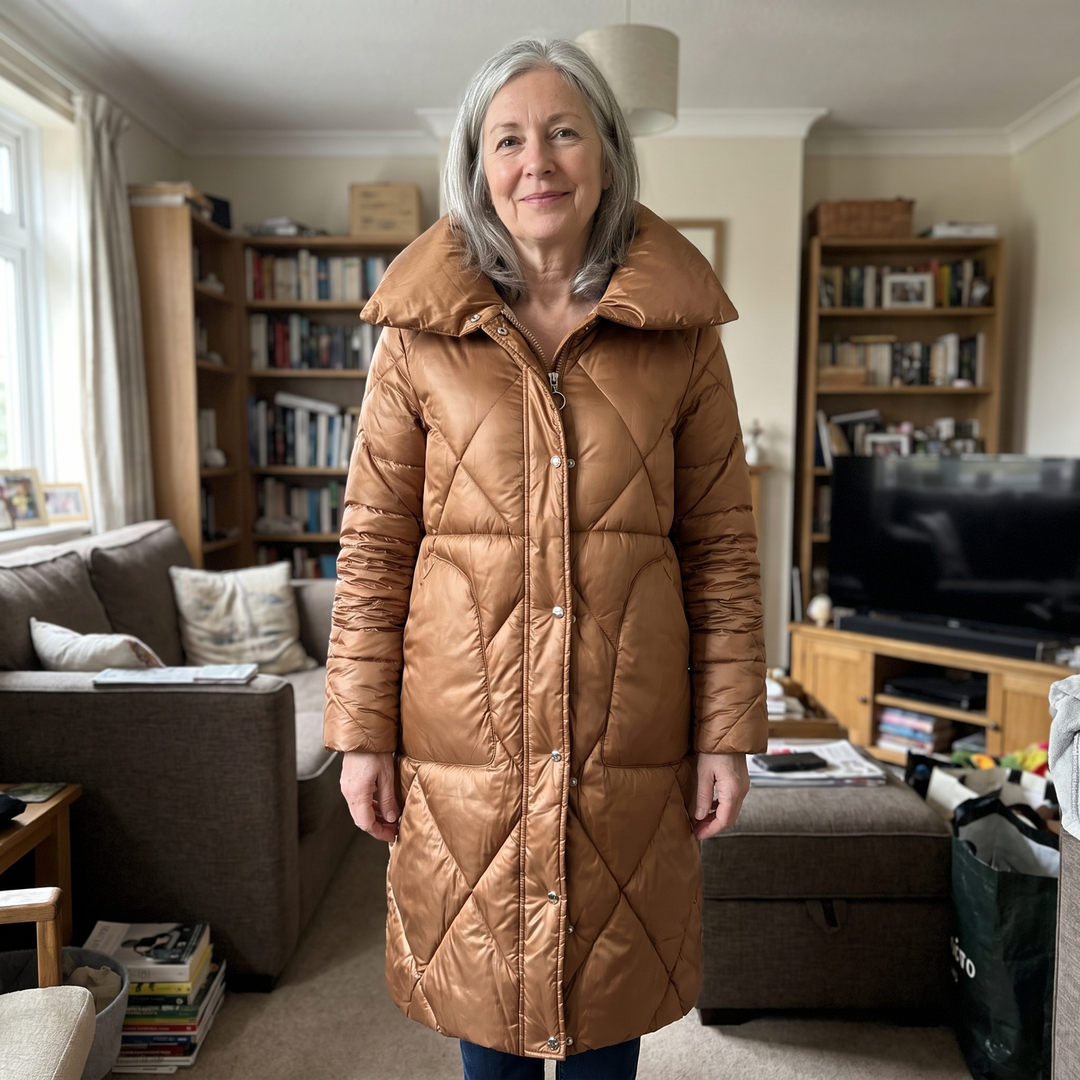 Liora | Longline Quilted Winter Coat – Elegant Hooded Shape für Frauen