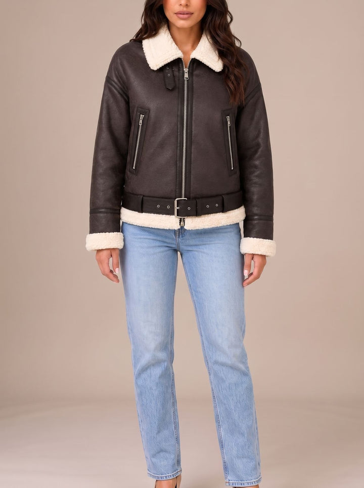Marlene | Teddyjacke – Kurze Teddyjacke im Aviator-Stil für Damen