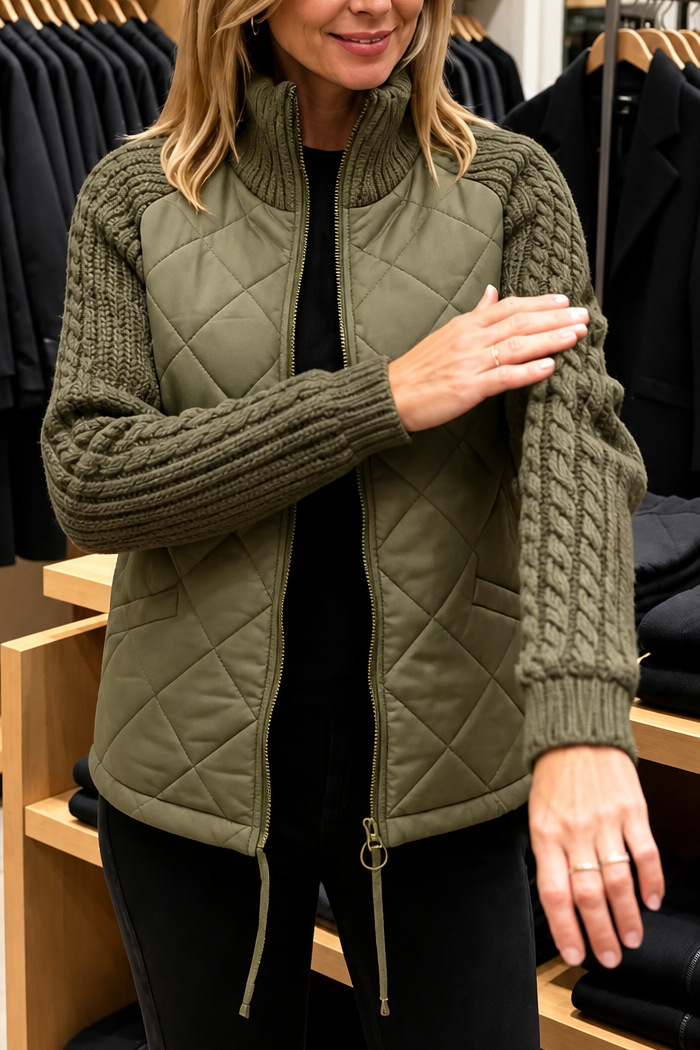 Knitpuff | Quilted Patchwork Puffer Jacket – Stylisch und Warm für Die Wintertage