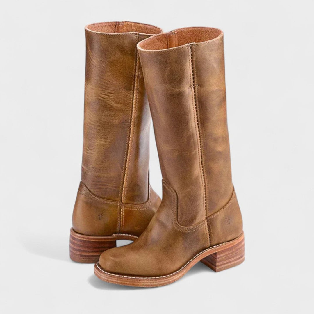 Sienna | Elegante kniehohe Lederstiefel mit Western-Details