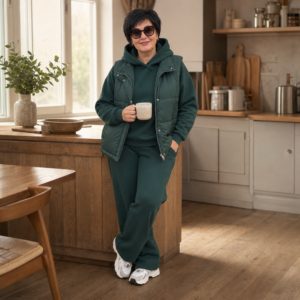 Layerwell | Quilt-Weste Hoodie und Jogginghose Set