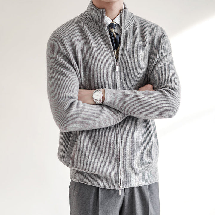 Simon | Moderner Strickpullover mit Reißverschluss und Rippstruktur