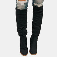 Livia | Elegante kniehohe Stretchstiefel mit Blockabsatz