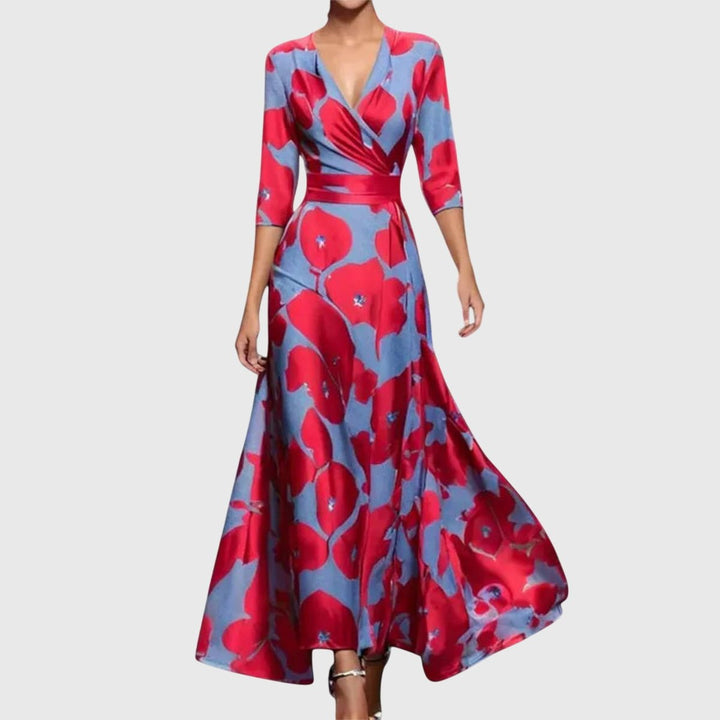 Nora | Kleid mit langen Ärmeln im floralen Wickel-Maxi-Stil