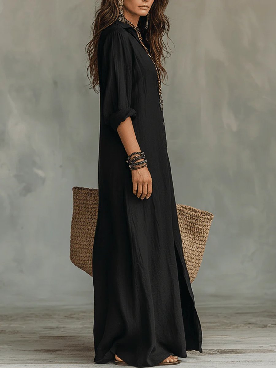 Clara | Elegantes Maxi-Hemdkleid mit langen Ärmeln