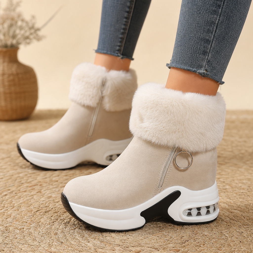 Veluna | Chunky Ankle Boots – Gemütlicher Stil mit Kunstfellkante