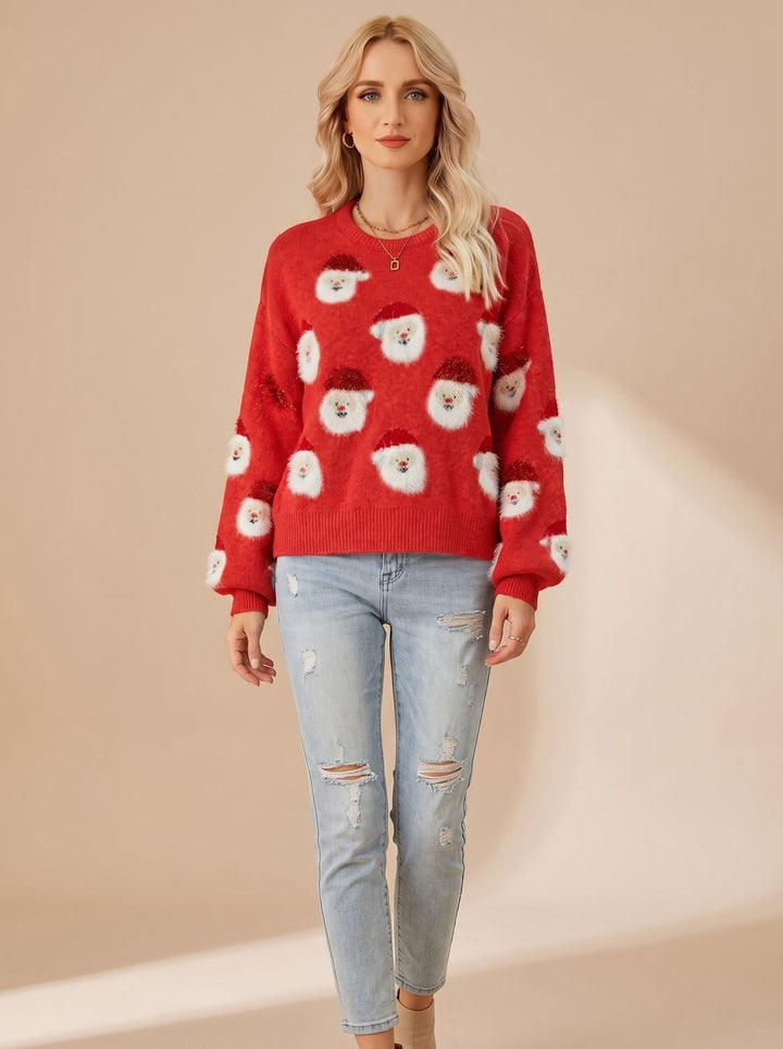 Lena | Oversized Weihnachtspullover – Festliches Weihnachtsmann-Muster für Damen