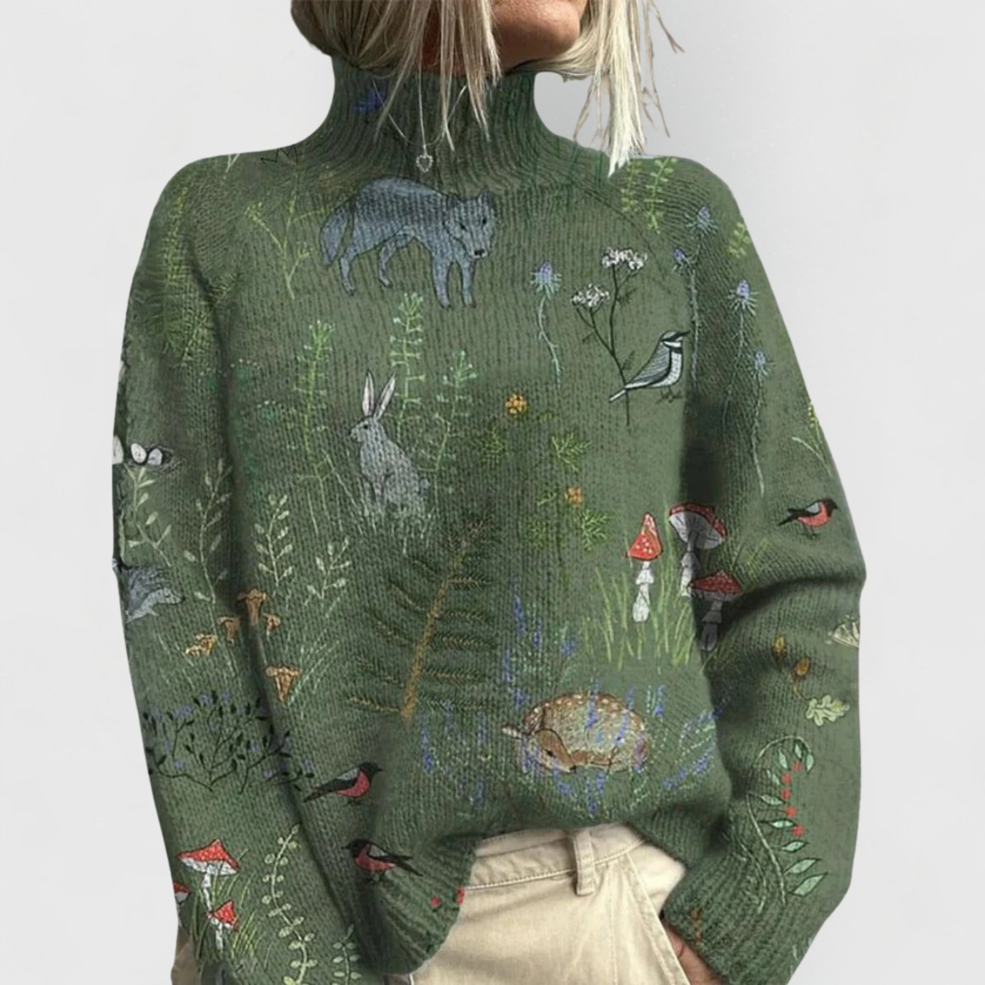 Elizabeth | Gemütlicher Damen Strickpullover Mit Naturmotiv