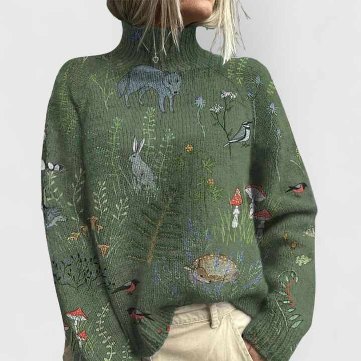 Elizabeth | Gemütlicher Damen Strickpullover Mit Naturmotiv