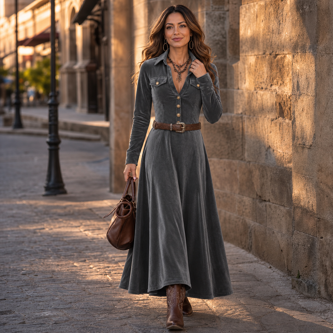 Vena | A-Line Maxi Dress – Elegante Knopf-Front Variante