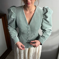 Isabella | Elegant Velvet Blazer with a Fitted Cut and Puff Sleeves