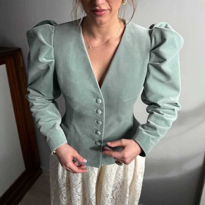 Drune | Samtblazer – Taillierter Vintage-Stil mit Puffärmeln