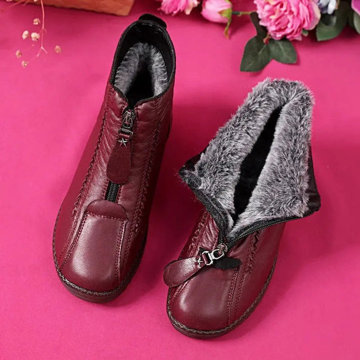Eleanor | Warme Gefütterte Leder-Stiefeletten mit Rutschfester Sohle