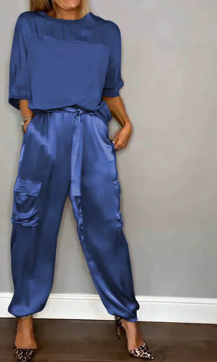 Kristin | Elegantes und Luxuriöses Zweiteiliges Set im Satin-Stil