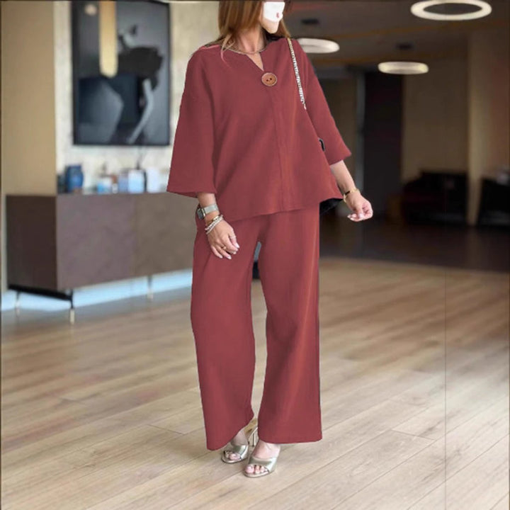 Valentina | Elegant Tunic Set with Wide-Leg Trousers
