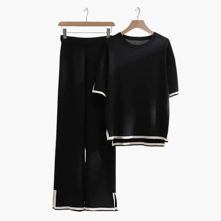 KnitStyle | Knit Set – Relaxed Short-Sleeve Top and Wide-Leg Trousers for Women