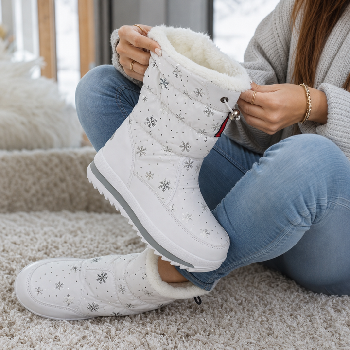 Frostelle | Winter Boots – Schneeflocken-Print für Damen