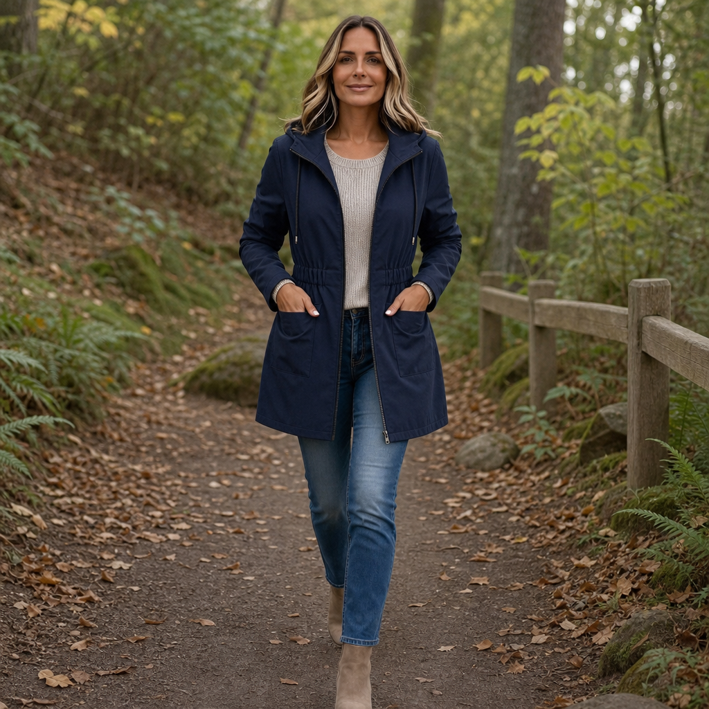Rainfelle | Slim-Fit Kapuzen Regenjacke mit Kordelzug