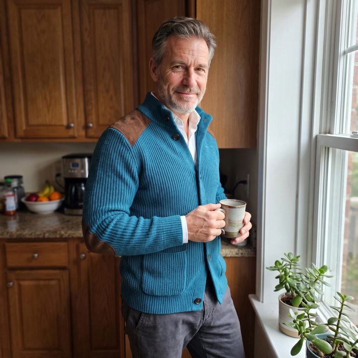 Davenport | Strickblazer mit Wildleder Akzenten